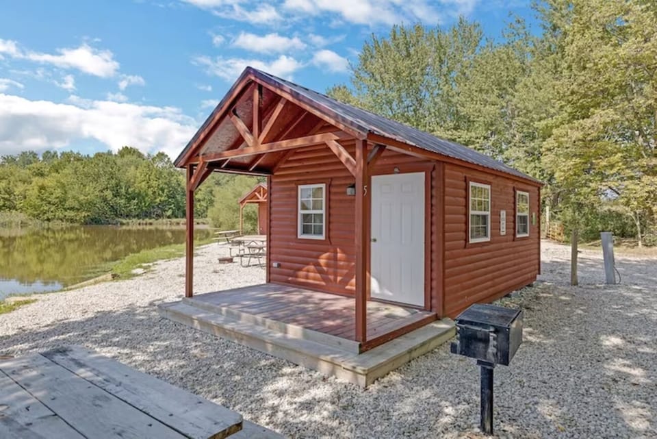 Arrive to a lakeside cabin and breathe in fresh air.