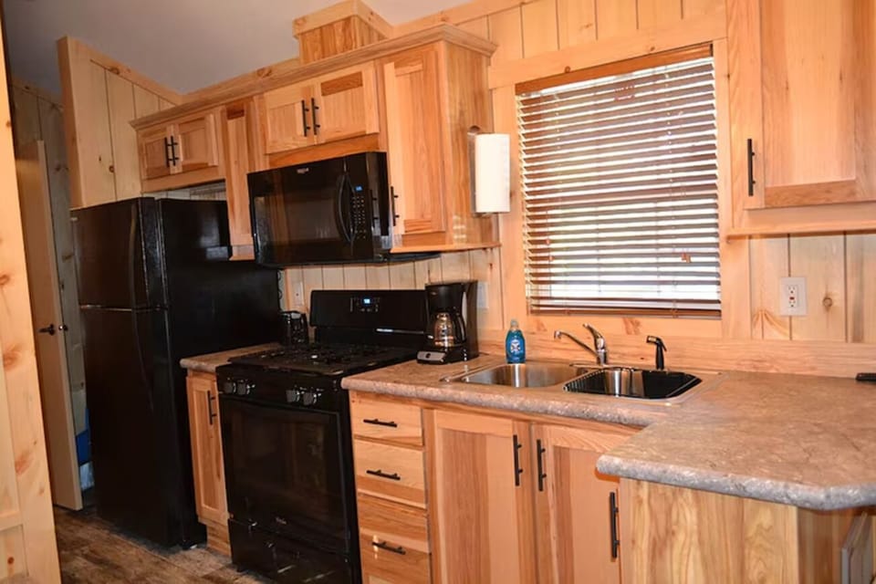 Cook family favorites with full-size appliances and generous counter space.
