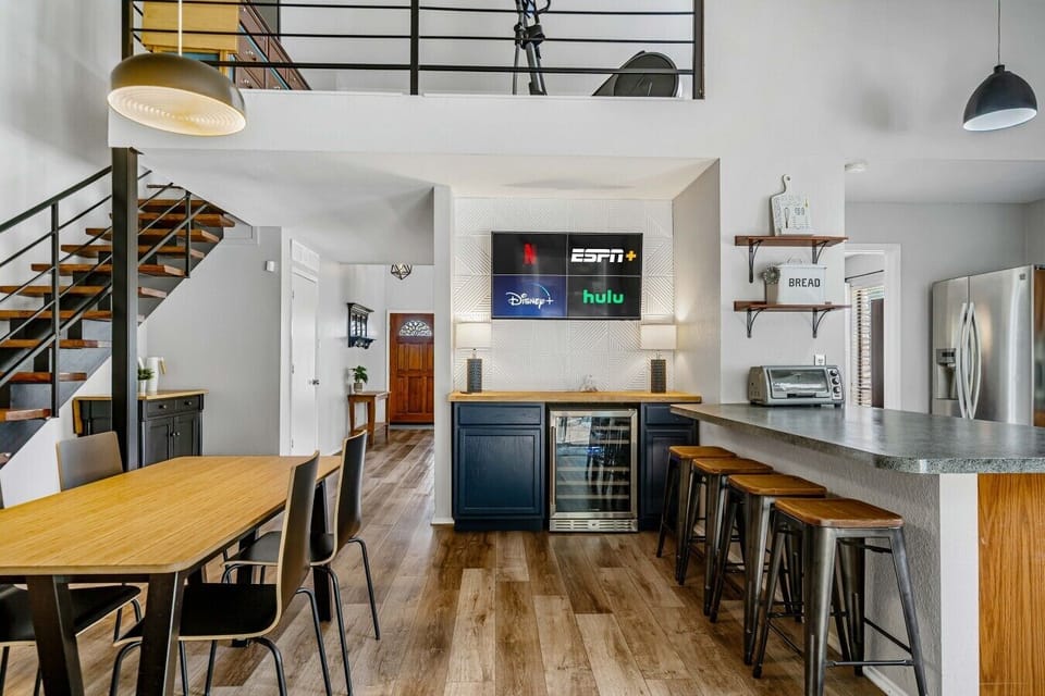 Open-concept design keeps your group connected from meal prep to dining to relaxing in the living space.
