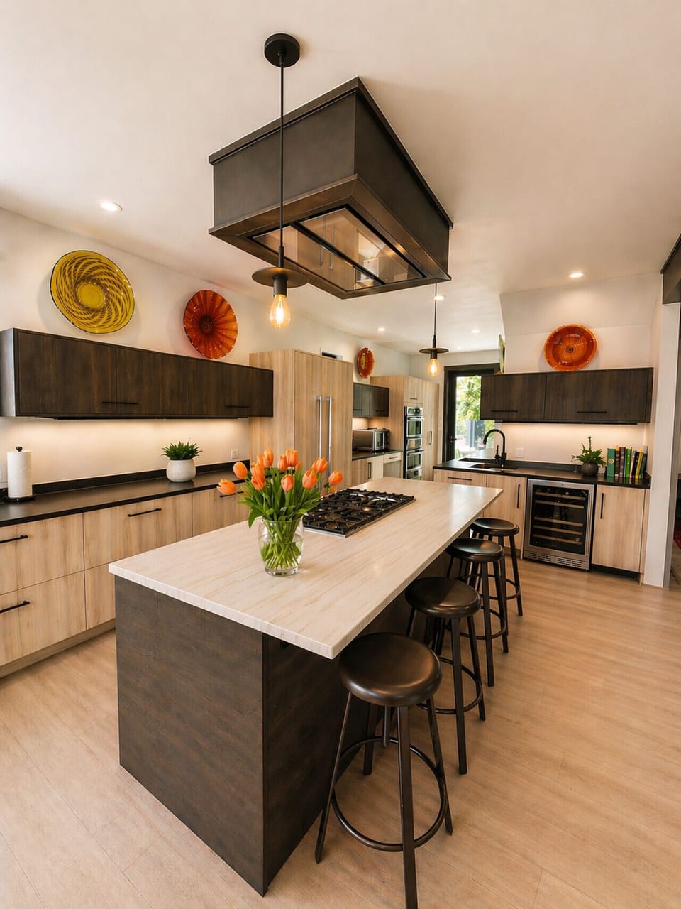 Chef’s Kitchen with Water Views & Large Island | Luxury Waterfront Airbnb Whidbey Island