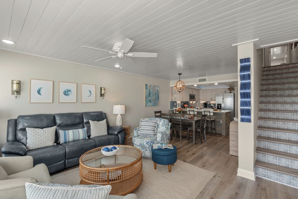 Seamless flow between the living room and the elegant dining area.