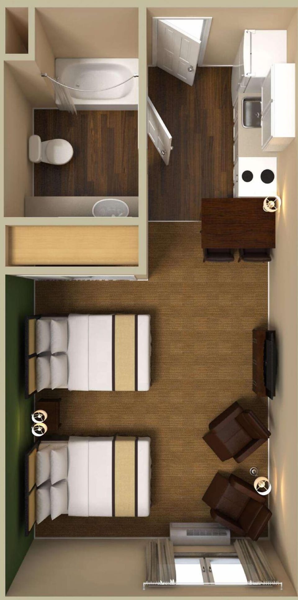 Desk, blackout drapes, iron/ironing board, free WiFi