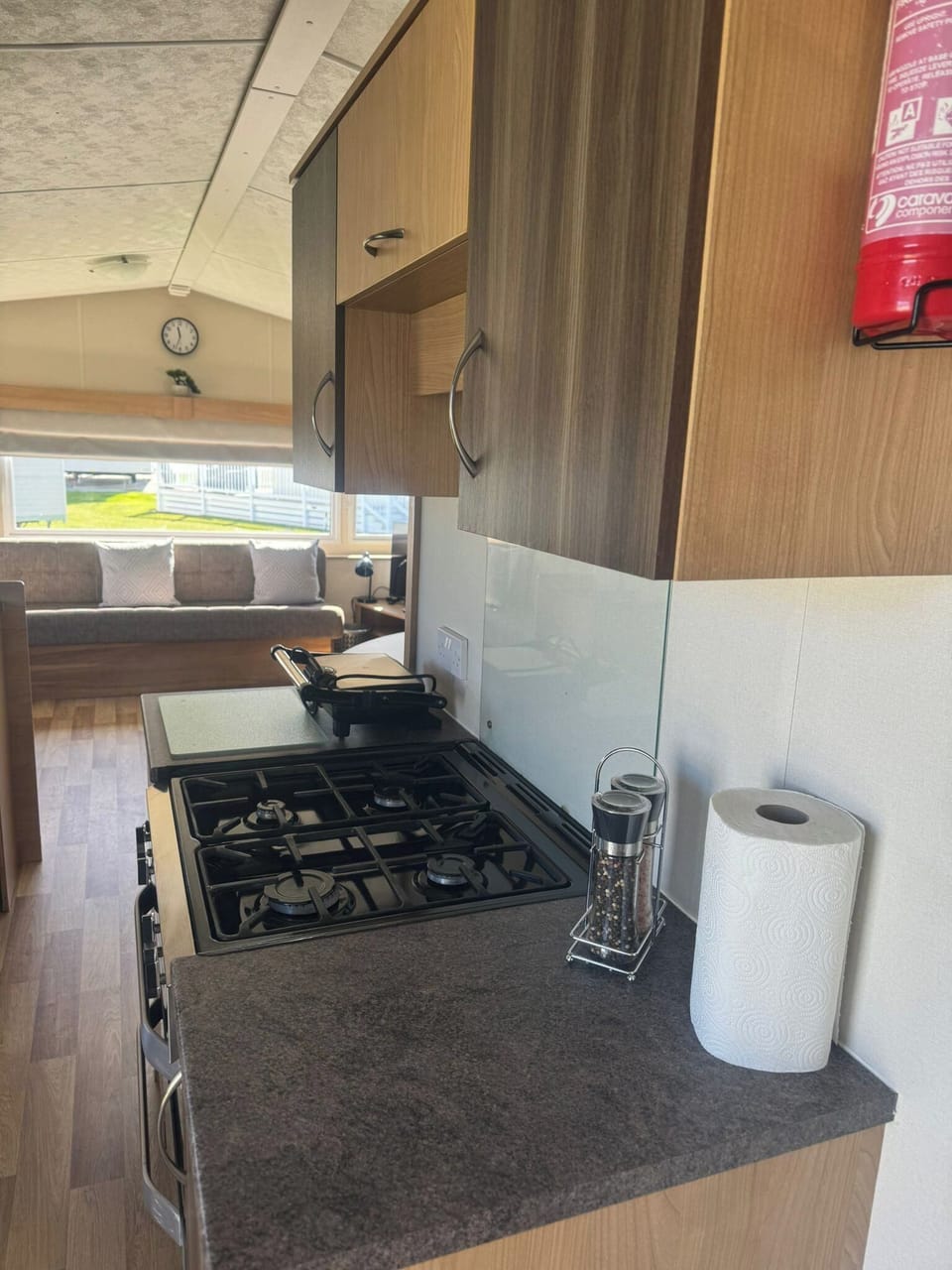 Fridge, microwave, oven, electric kettle
