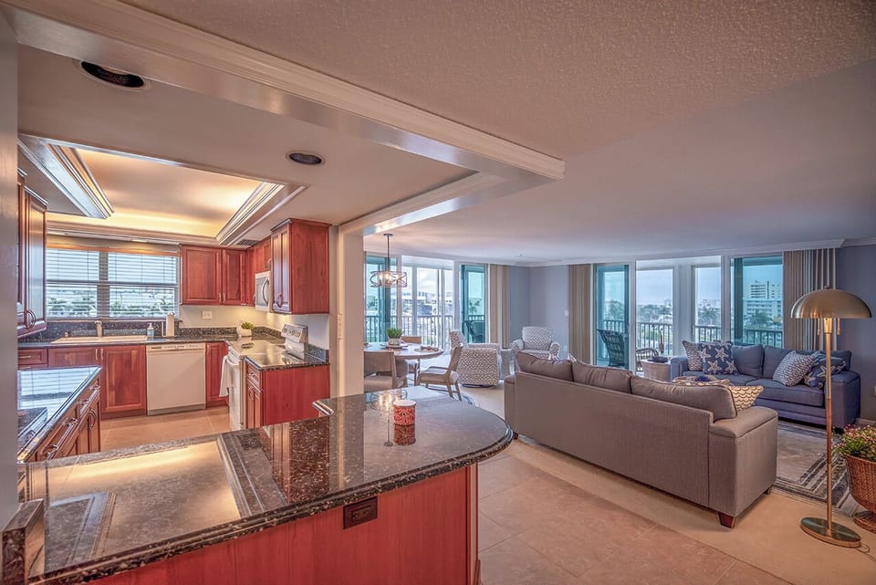 Spacious and air conditioned, this condo welcomes you after a day at the beach.