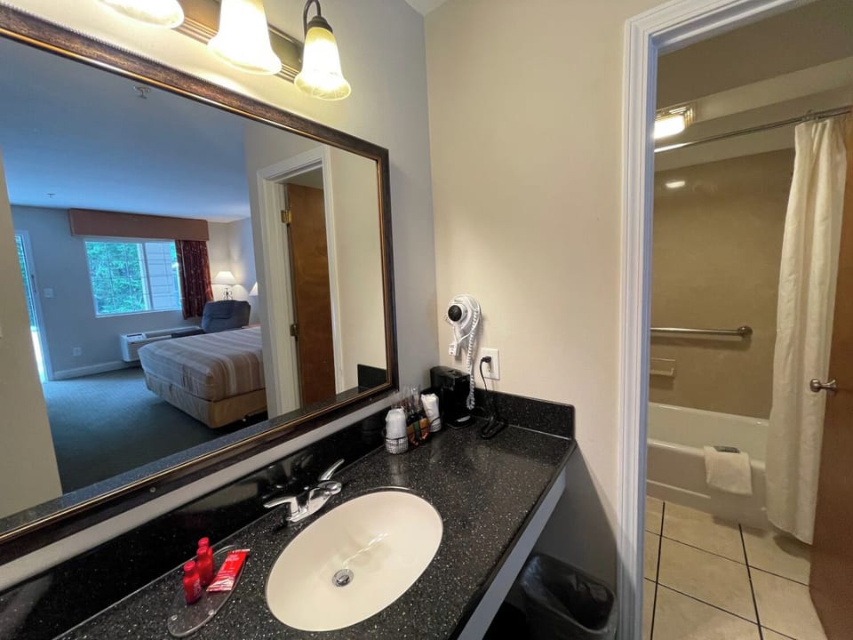 Standard Room, 1 King Bed, Non Smoking | Bathroom | Combined shower/tub, free toiletries, towels
