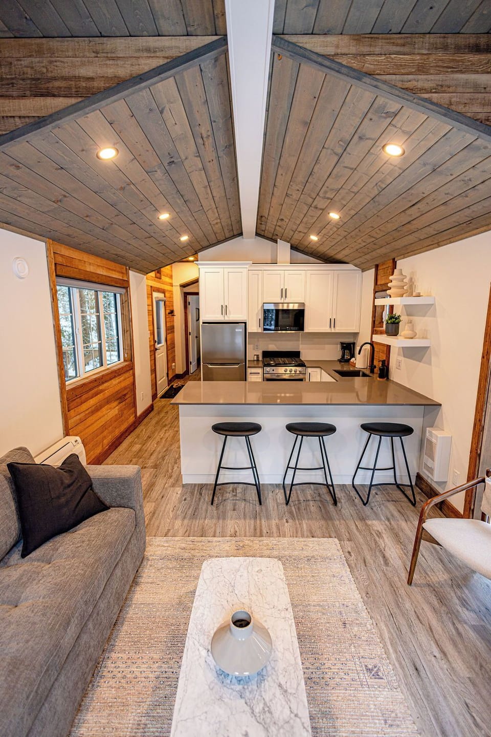 Elkorn Cabin | Private kitchen | Coffee/tea maker, full-size fridge, microwave, stovetop