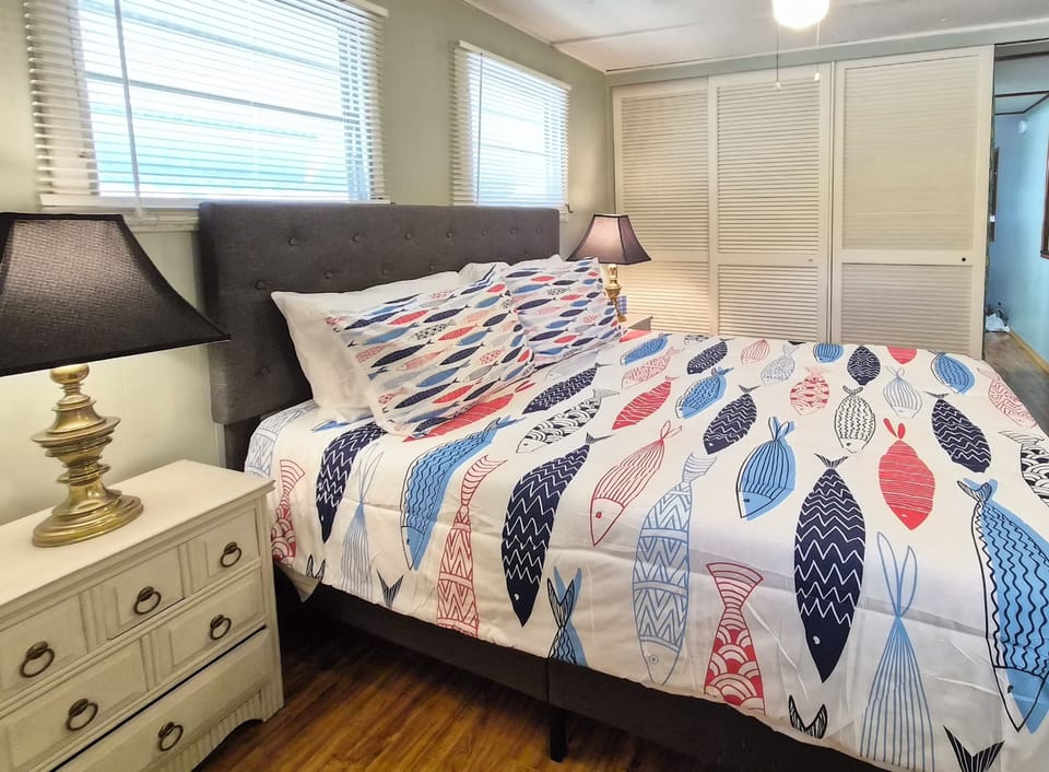 Queen bed with dual closets and built in dresser available for a lengthy stay. 
