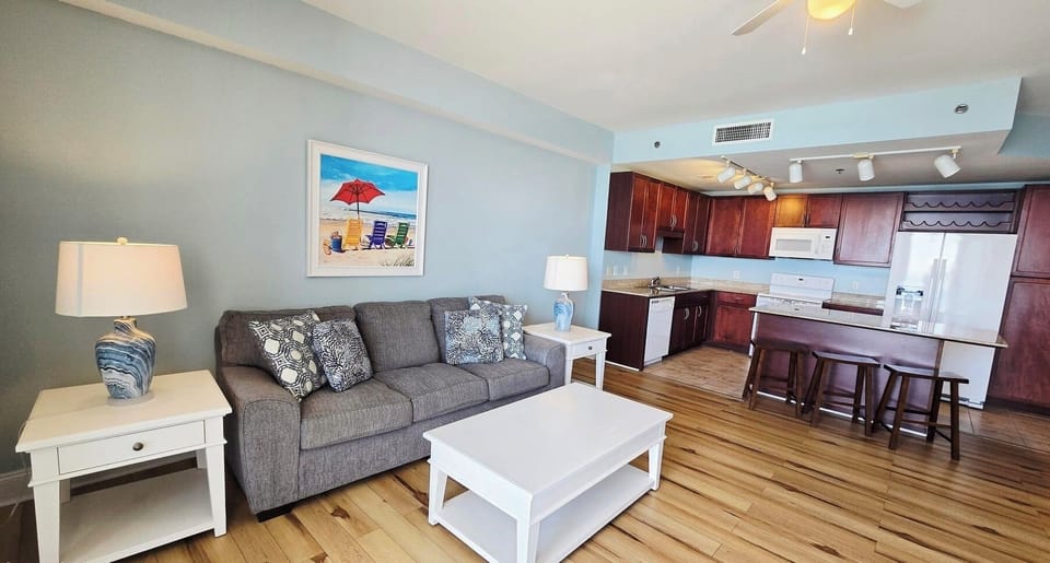 Living room and kitchen