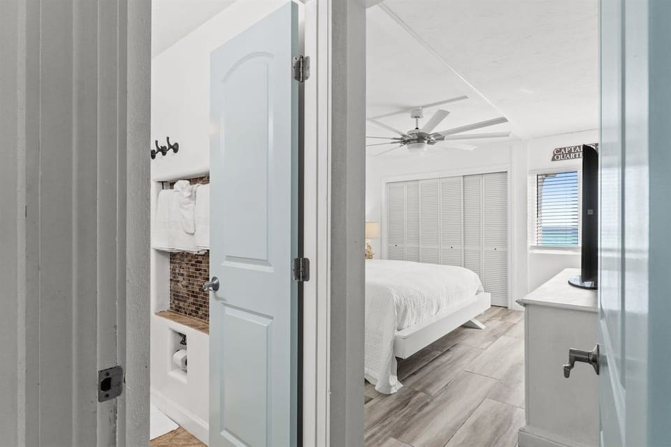 Bedroom 1 with King Bed and Balcony Access