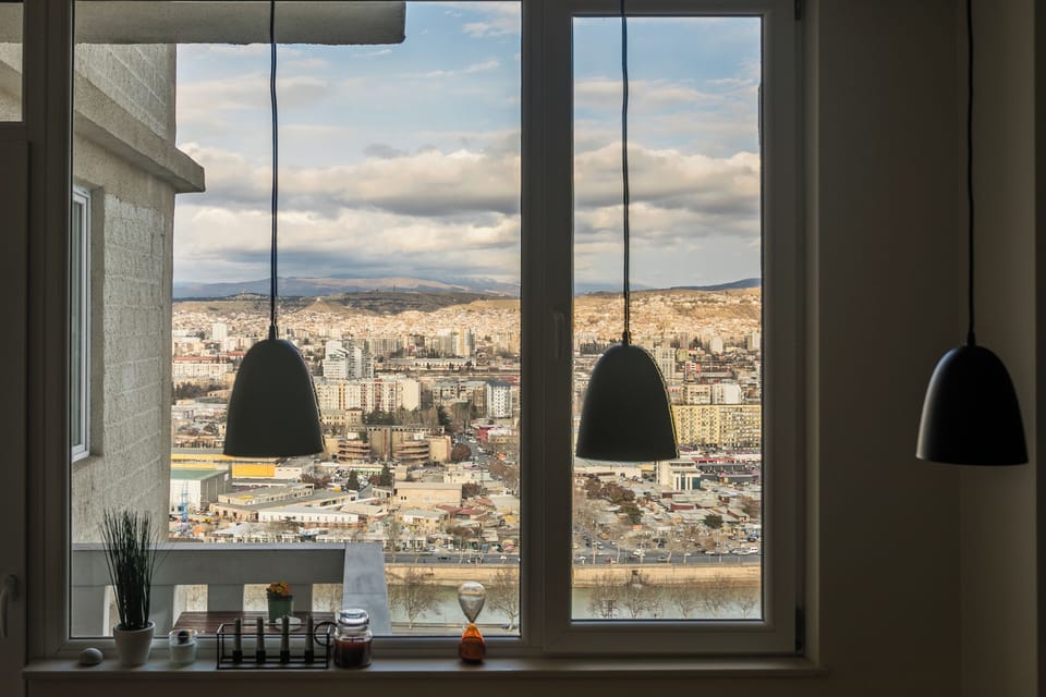 Mountains + River Mtkvari View from the Living Area