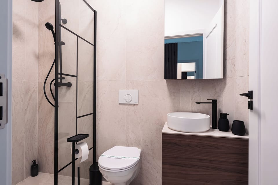 Deluxe Double Room, City View | Bathroom | Rainfall showerhead, hair dryer, towels, soap