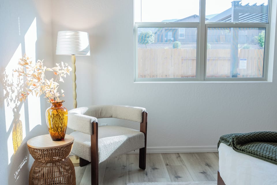 Serene reading nook in the primary King retreat
