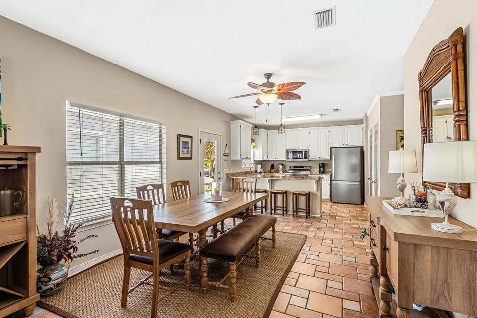 Dining table with seating for six