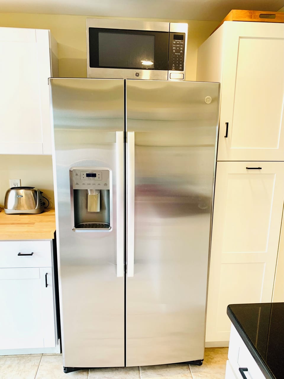 New refrigerator has an ice maker.