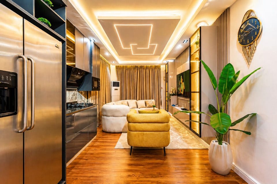 Modern elegance and cozy comfort come together in this luxury living room.