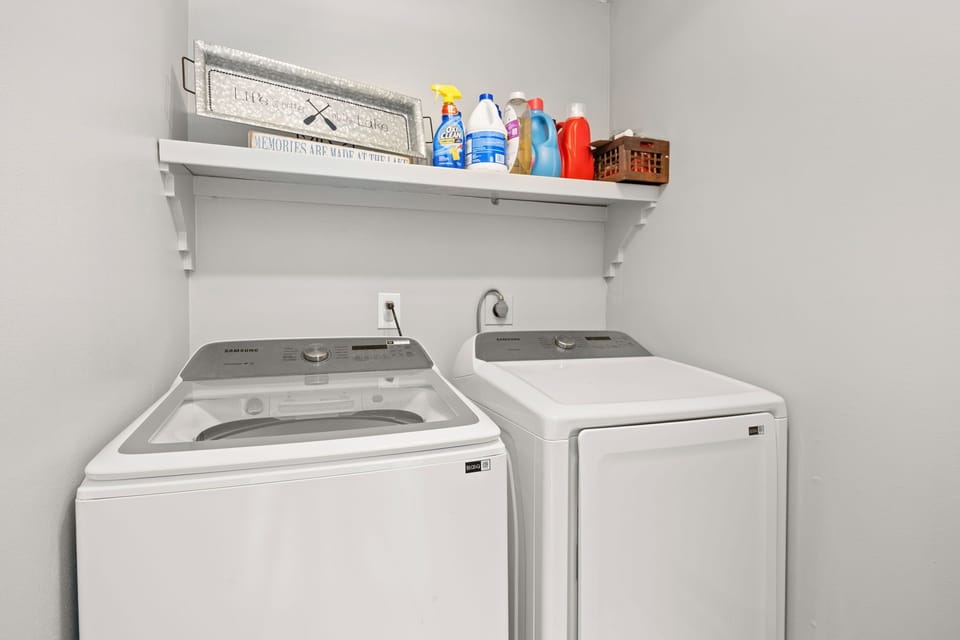 Running low on clean clothes? Feel free to use the washer and dryer provided for your convenience.