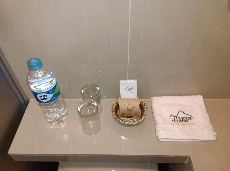 Shower, towels, soap, shampoo