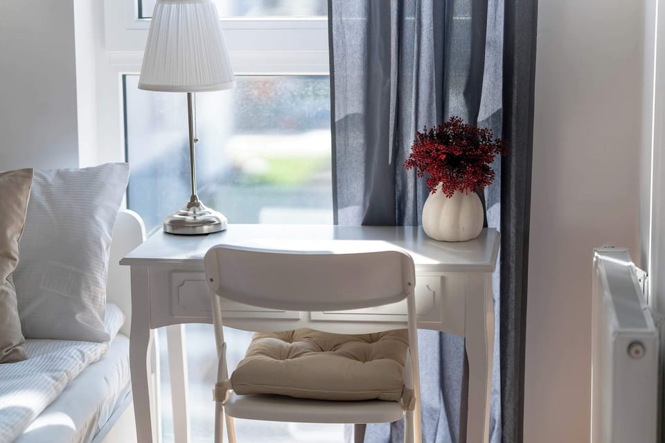The bedroom features a luxurious double bed for a restful night's sleep.