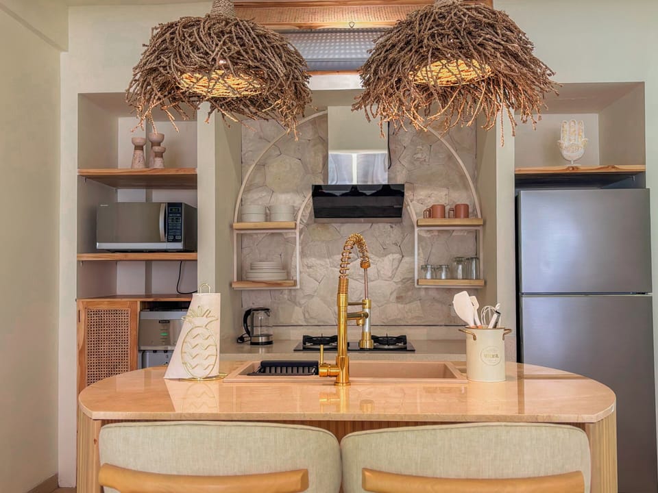 Exclusive Villa, Balcony, Pool View | Private kitchen | Full-size fridge, microwave, oven, stovetop