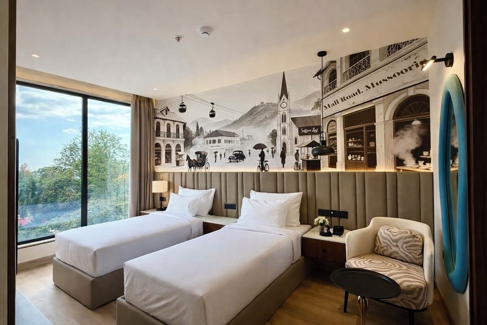 Design Twin Room, City View | In-room safe, desk, laptop workspace, blackout drapes