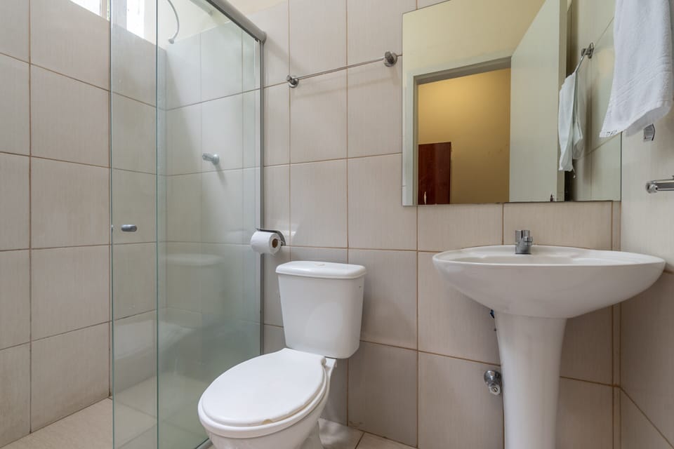 Double Room | Bathroom | Shower, towels, soap, shampoo