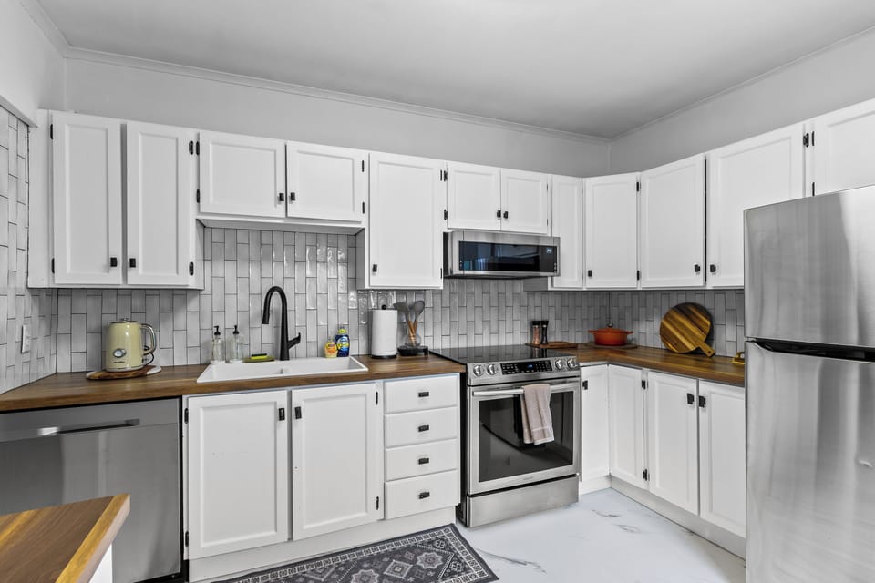 Functional kitchen with stainless steel appliances