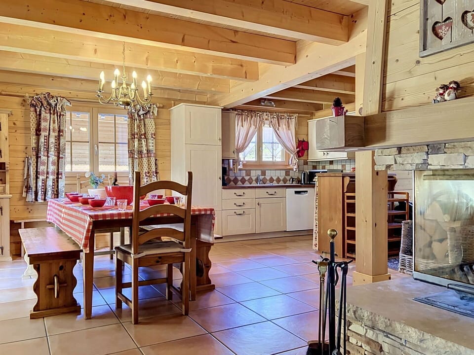 Furniture, Interior Design, Flooring, Wood, Ceiling, Kitchen, Floor, Wood Flooring, Room, Chair