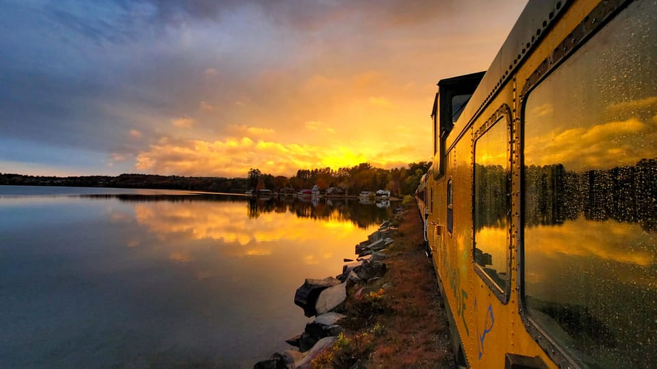 Enjoy a train ride on the hobo railroad around the lake