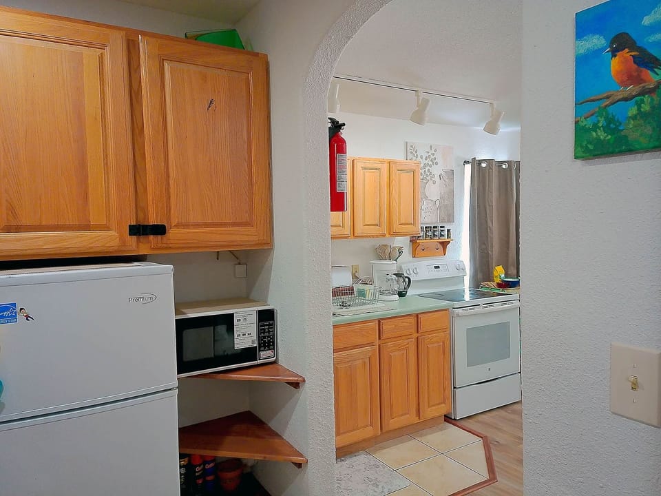Fully Stocked Kitchen with Microwave, Ceramic Cookware, Toaster Spices and Blender