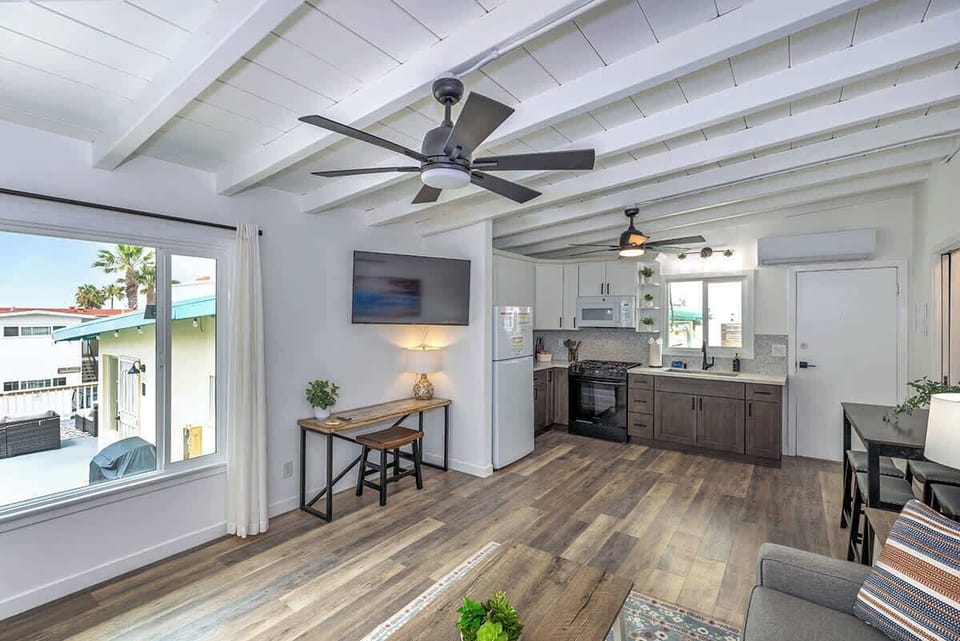 Living room, dining and kitchen