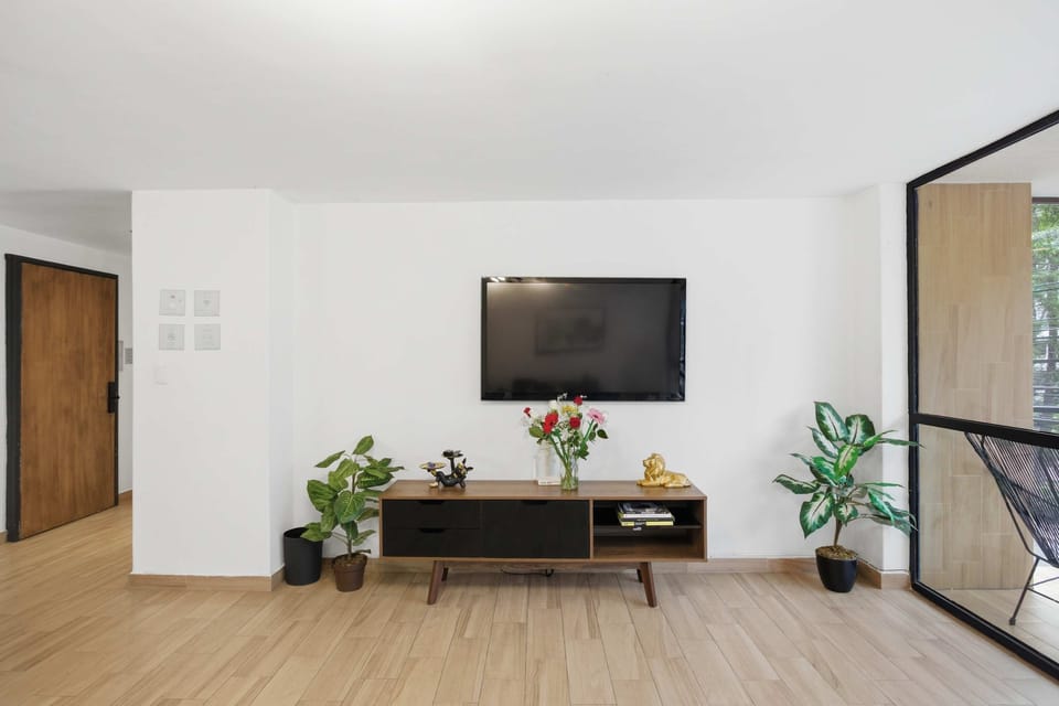 Living room with Smart TV and modern décor