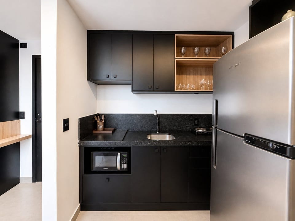 Apartment | Private kitchen | Microwave, stovetop, cookware/dishes/utensils