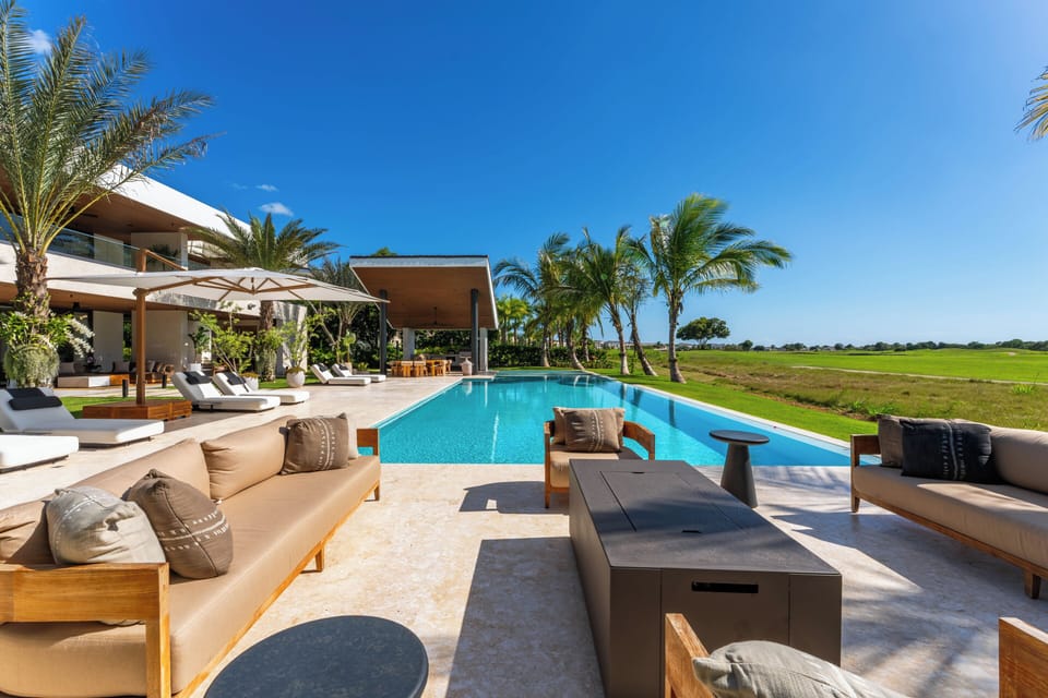 Wide pool view shows how easily everyone can gather, swim, and unwind outside