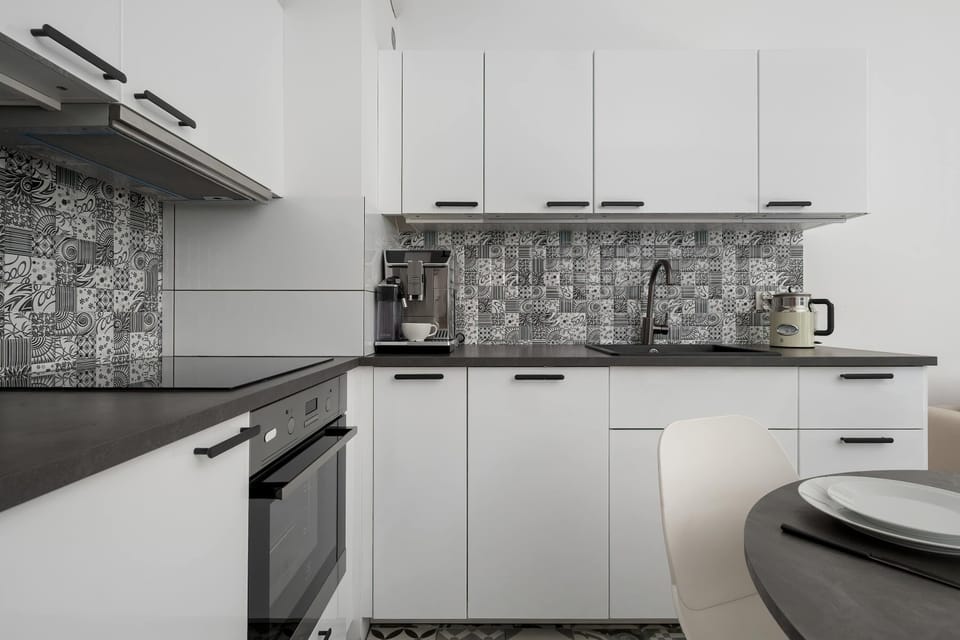 The kitchenette's practical layout maximizes space and functionality.