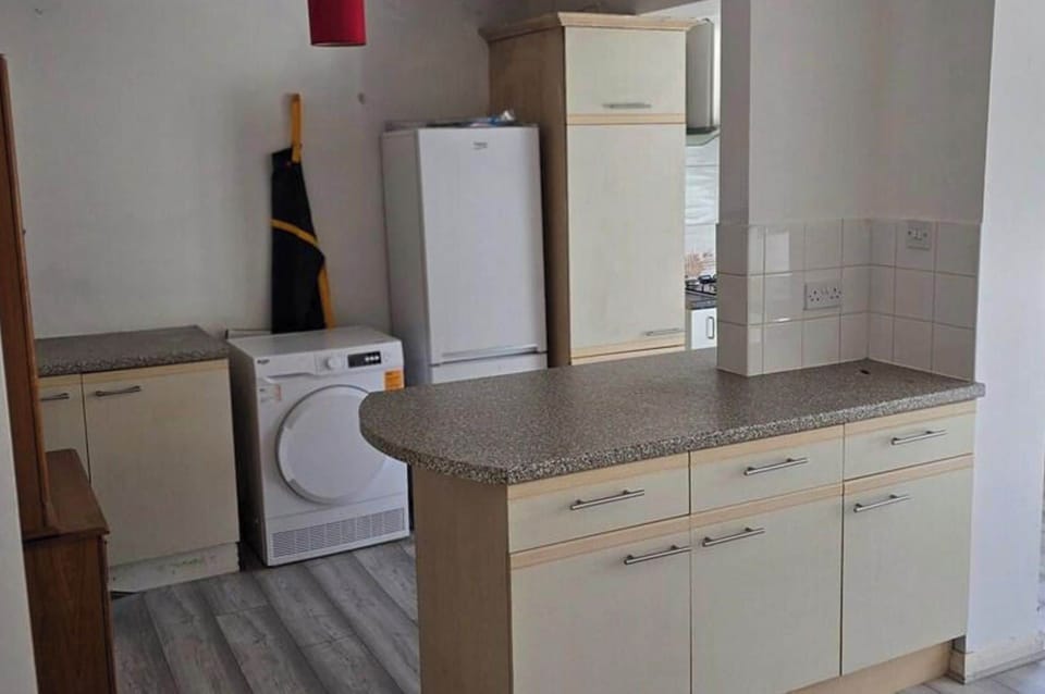 Fridge, microwave, oven, electric kettle