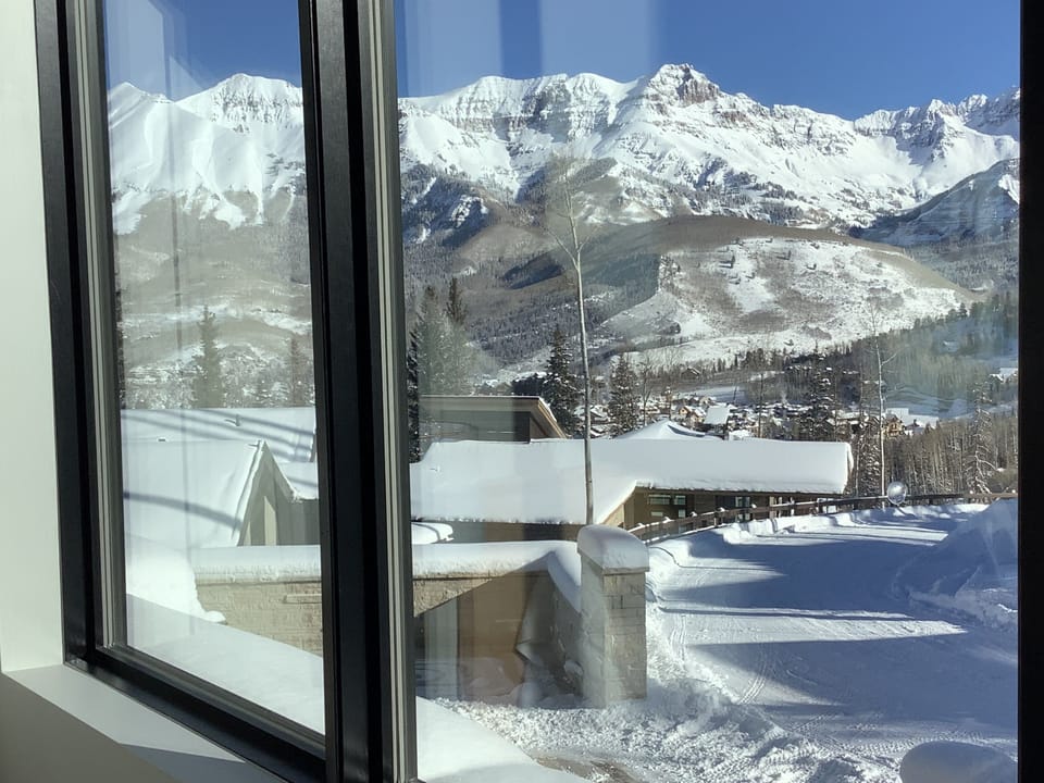 Mountain views from the primary bedroom