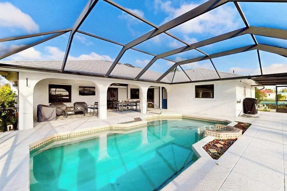 Pool area, perfect for swimming, relaxing, and enjoying time with family and friends. Pool heat is available October 1–May 1 for $32 + tax per day, with a 3-day minimum. Request at least 72 hours before arrival.