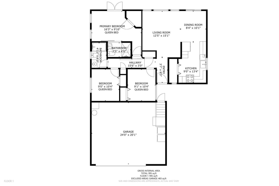 A detailed floor plan of this rental.