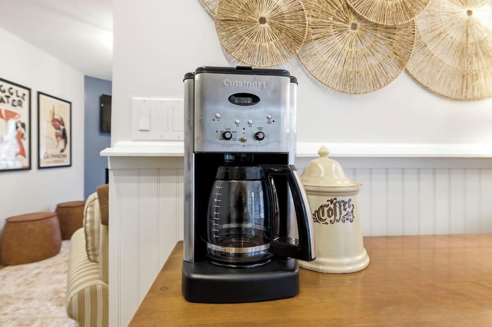 Coffee bar area with drip coffee maker