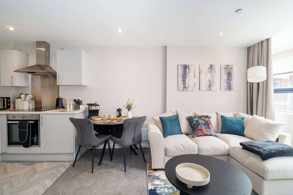Open plan living space with kitchen