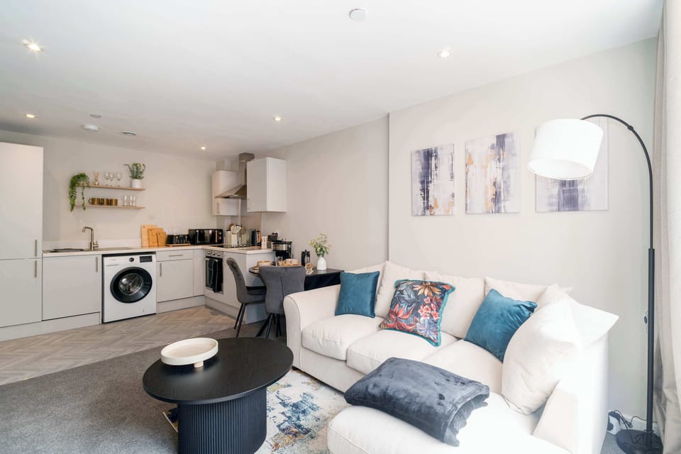 Open plan living space with kitchen