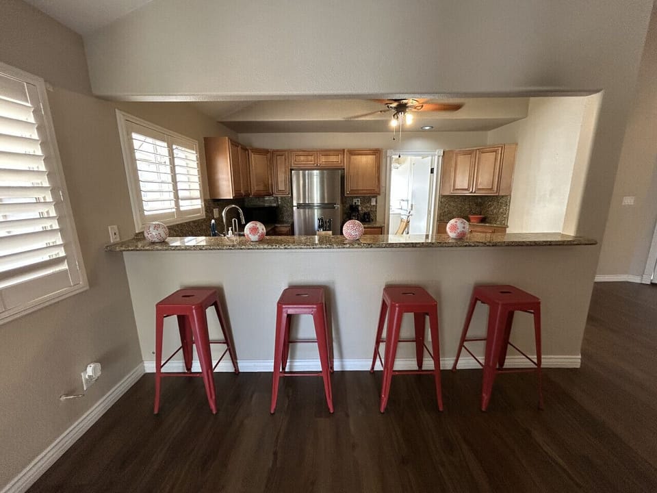 Barb stools at the kitchen counter