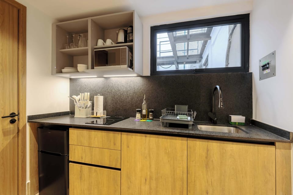 Compact kitchen with modern finishes.