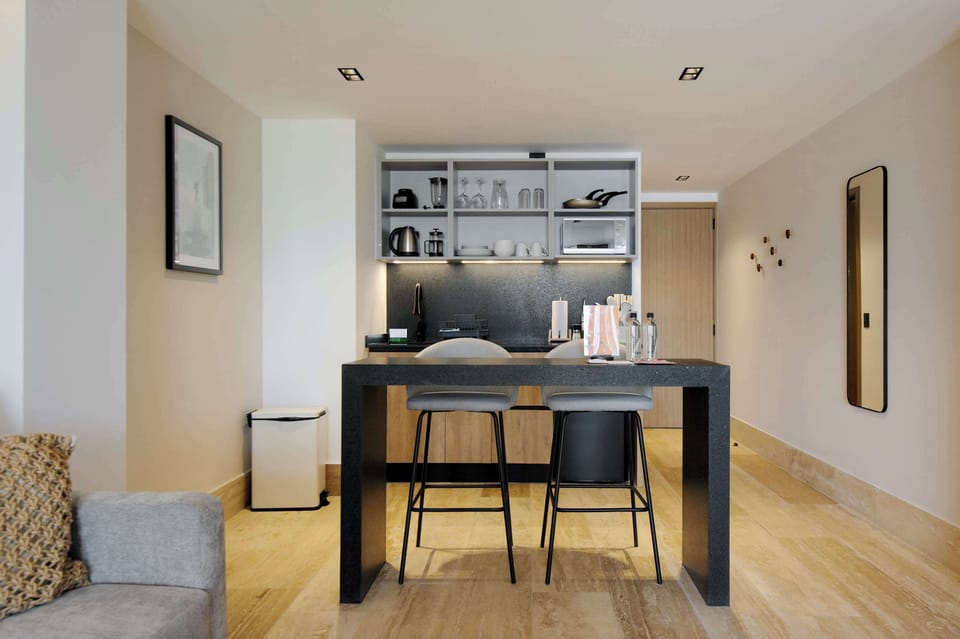 Dining area for enjoying meals or working.
