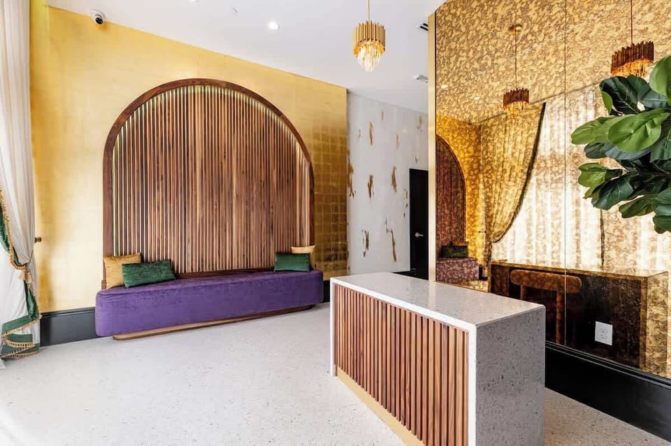 Lobby with elevator and optional secured luggage storage lockers.
