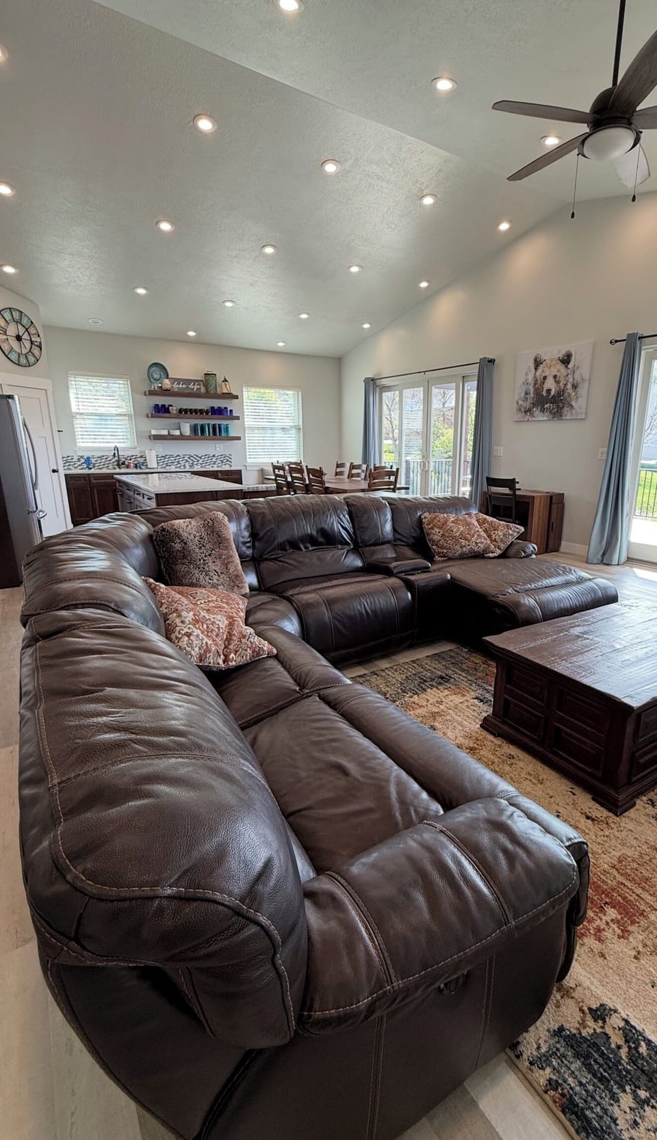 Comfy Leather couch in Living Area