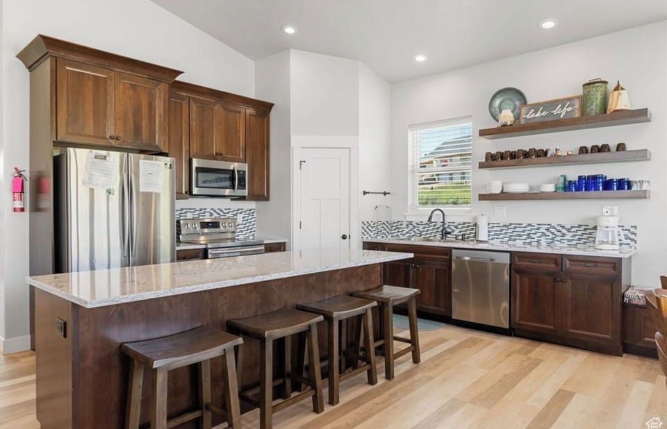 Kitchen area with large Counter space for gathering