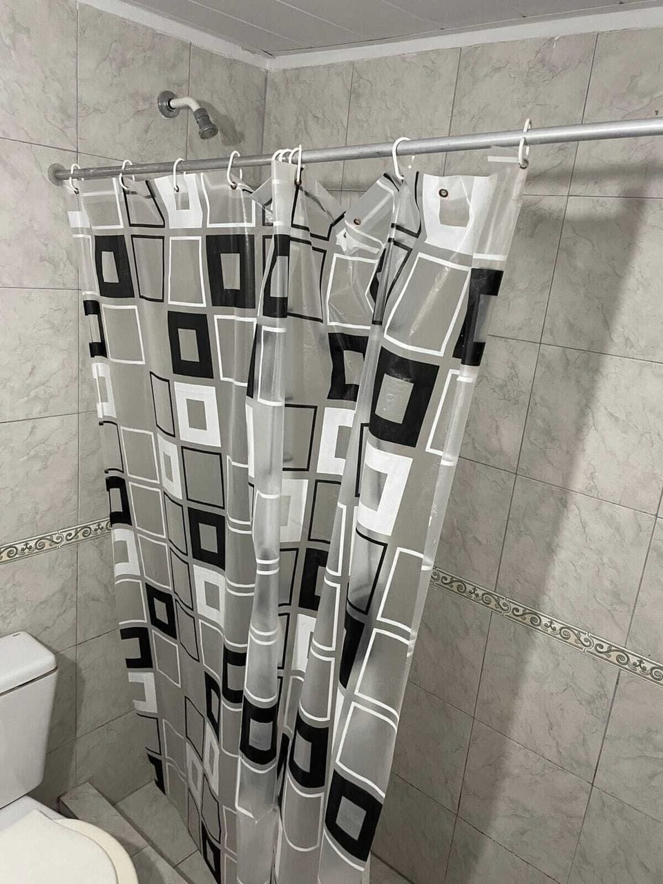 Shower, towels, soap, shampoo