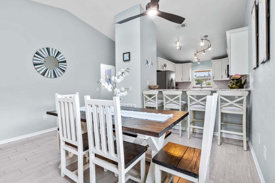 Dining table seats six