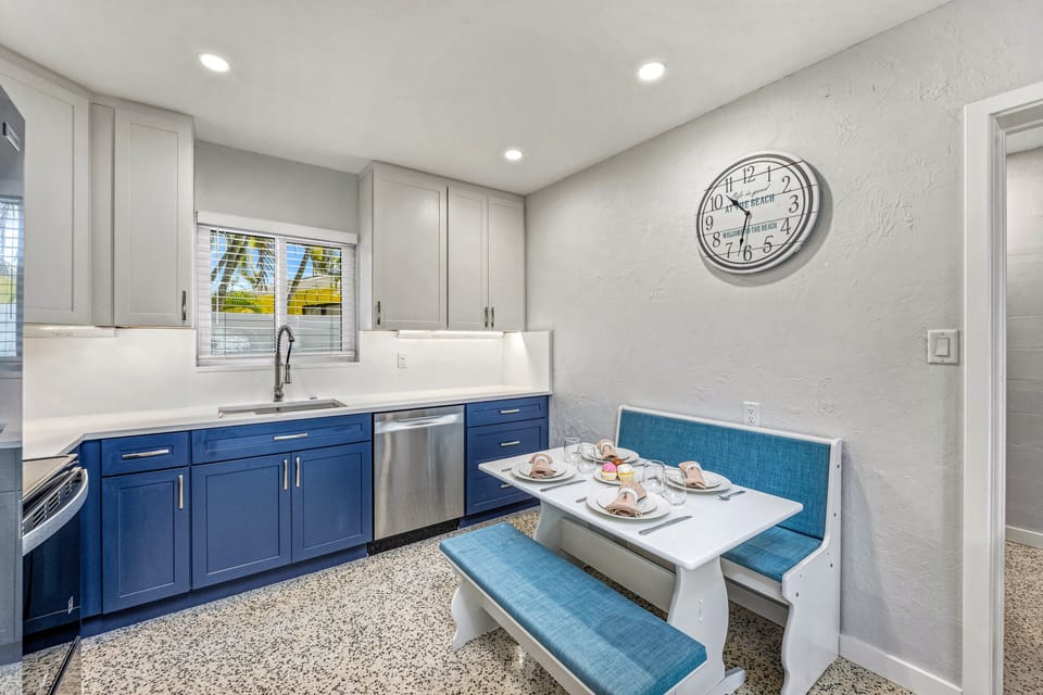 Kitchen and dining nook combine for a simple, efficient space to gather.